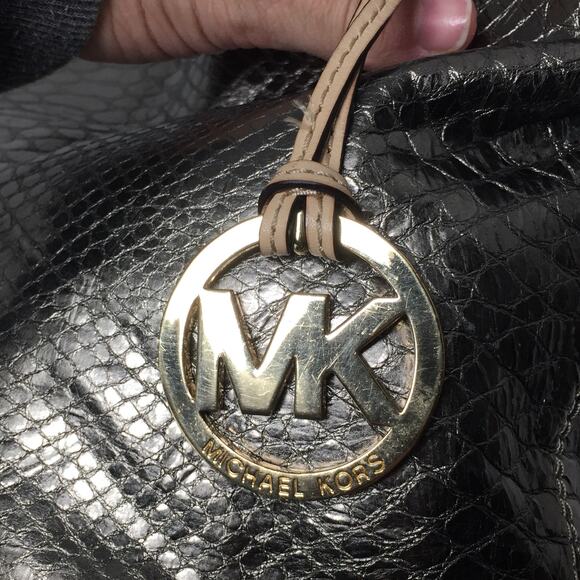 Michael Kors Jet Set Gray Leather Python Embossed Tote Bag - Picture 9 of 16